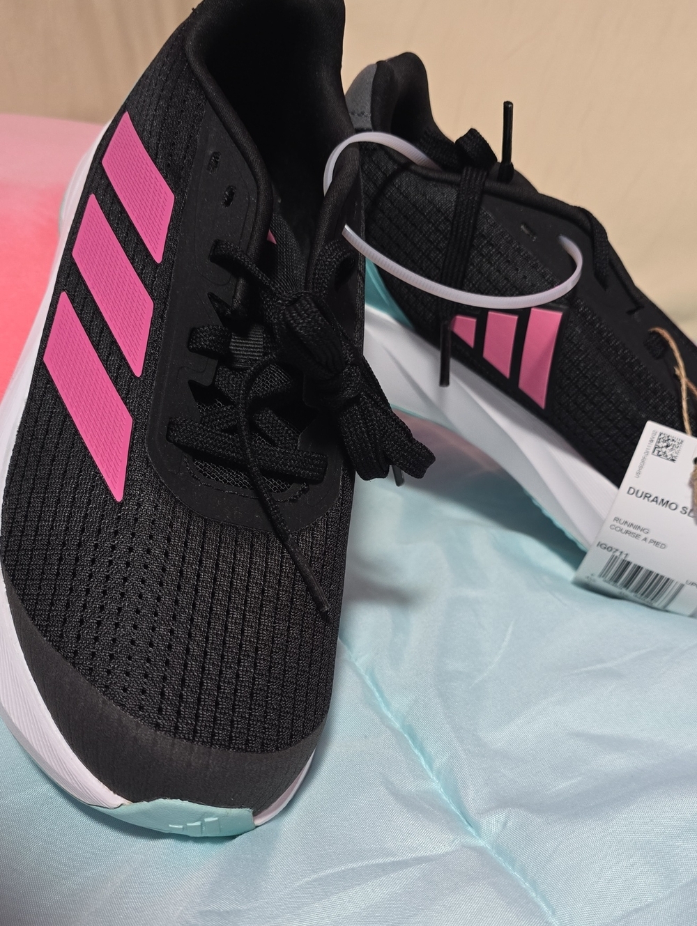 Adidas Duramo Women’s Running Shoes - Black with Pink Accents